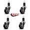Service Caster 3'' Black Poly Wheel Swivel 1-5/8'' Expanding Stem Caster Set, 4PK SCC-EX20S314-PPUB-BLK-158-4 - alternate 4